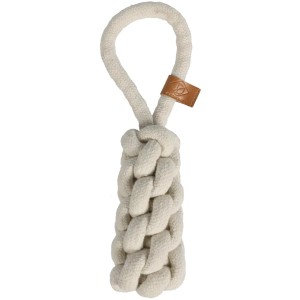 Beiges Ebi Hundespielzeug Kurt Kegel, 22 cm, aus Baumwolle mit Griff.