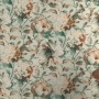 Rasch Vliestapete Florentine III mit Blumenmuster in Weiß, Braun und Grün auf hellem Grund.