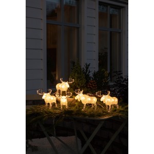 Konstsmide LED Acryl Elche, 5er-Set, warmweiße Dioden, Weihnachtsdeko für Außen.