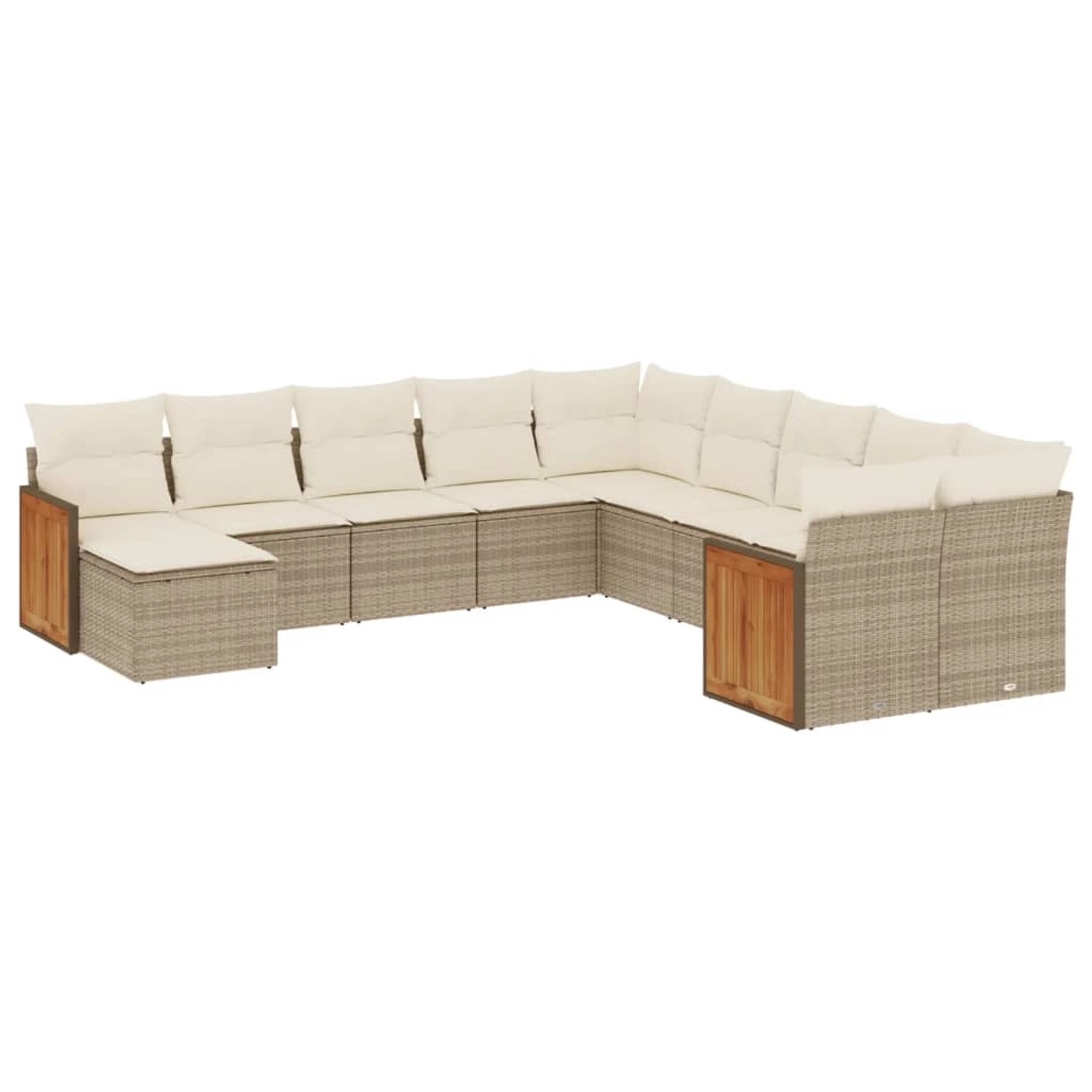 vidaXL 11-Tlg Garten-Sofagarnitur mit Kissen Beige Poly Rattan 3260651 günstig online kaufen