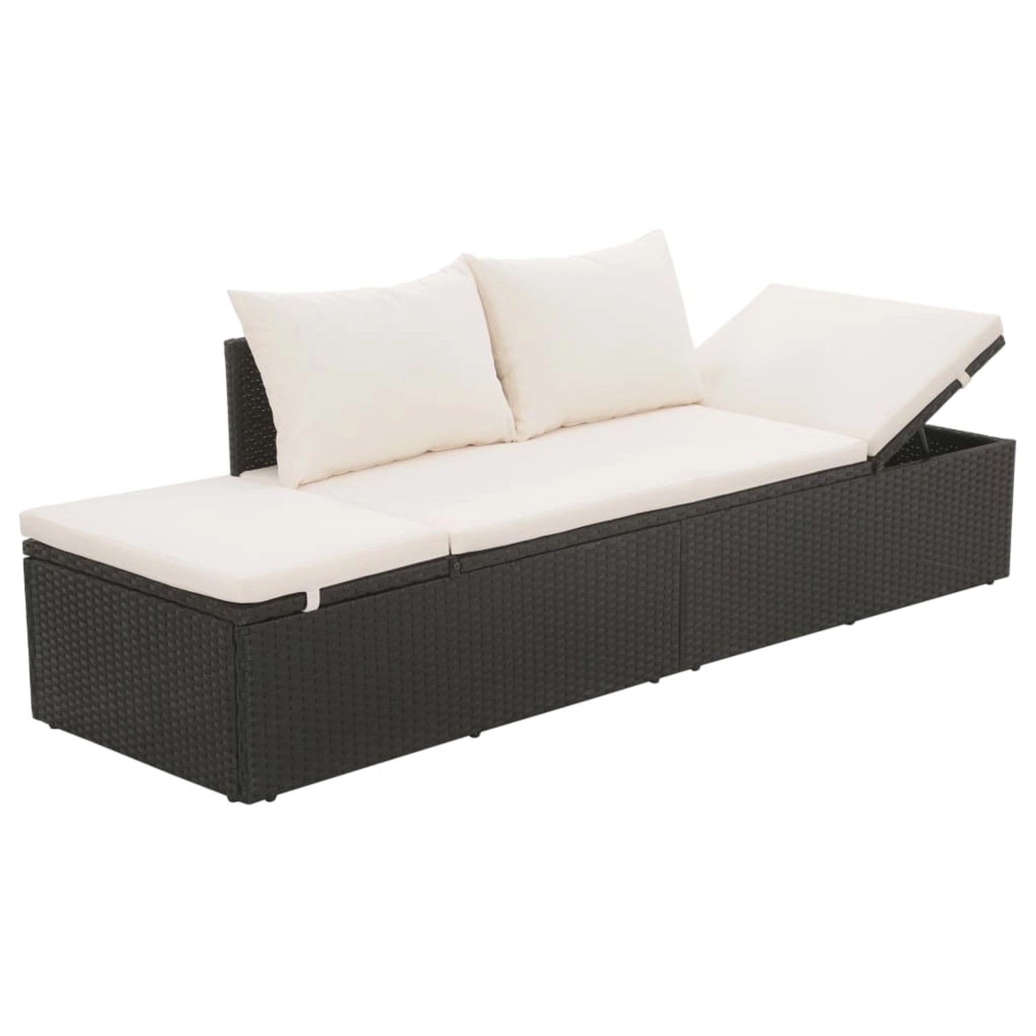 vidaXL Outdoor-Lounge-Bett mit Polster & Kissen Poly Rattan Schwarz günstig online kaufen