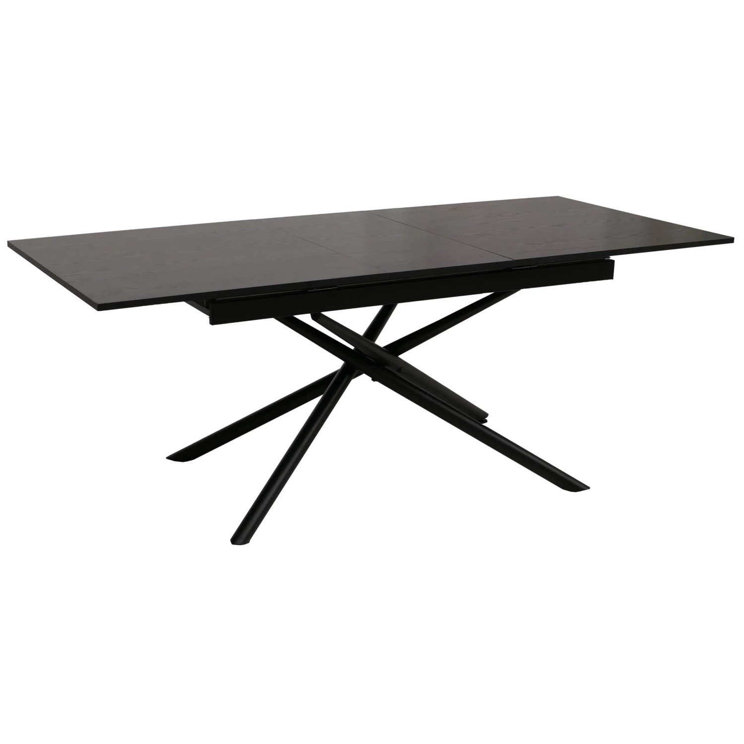 MCW Esszimmertisch O57 Stein-Optik Schwarz 160-200x90cm