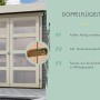 Detailaufnahme: Doppeltür mit Sicherheitsüberfalle für Karibu Gartenhaus Nürnberg, terragrau.