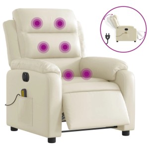 vidaXL Massagesessel Elektrisch Creme Kunstleder 3205036