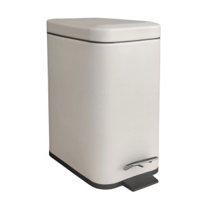 Relaxdays Tretmülleimer Metall Beige Softclose 29,5 cm x 26 cm x 14 cm 1 kg
