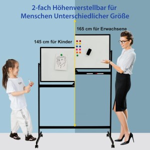 Costway Mobiles Whiteboard mit Ständer, höhenverstellbar für Kinder und Erwachsene, 120x60 cm.