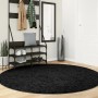 Schwarzer, runder Kurzflorteppich OVIEDO von vidaXL, Ø 200 cm, im Flur.