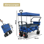 deluxe4home Bollerwagen, faltbar, mit Dach, breite Reifen, blau-grau, Abmessungen