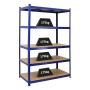 Blaues PROREGAL Schwerlastregal Taurus 180x120x60 cm mit 5 MDF-Fachböden, belastbar mit je 175 kg.