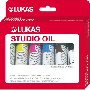 Lukas Studio Oil Ölfarben-Set mit 6 Tuben (20ml) in verschiedenen Farben.