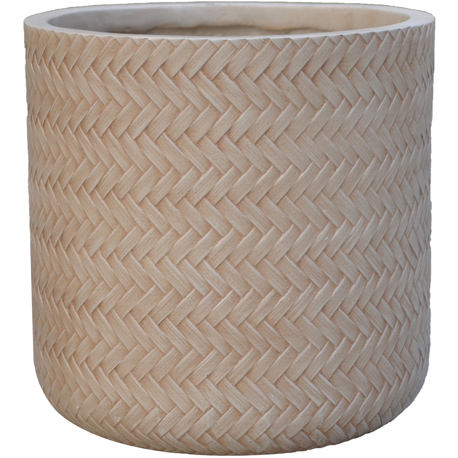 Übertopf rund aus Fibre-Clay mit Zopfmuster Terracotta (H x Ø) 34,5 x 36 cm