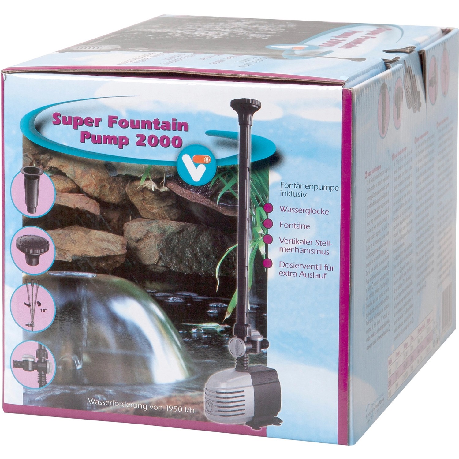 VT Teichpumpe mit Fontäne Super Fountain 2.000 Liter