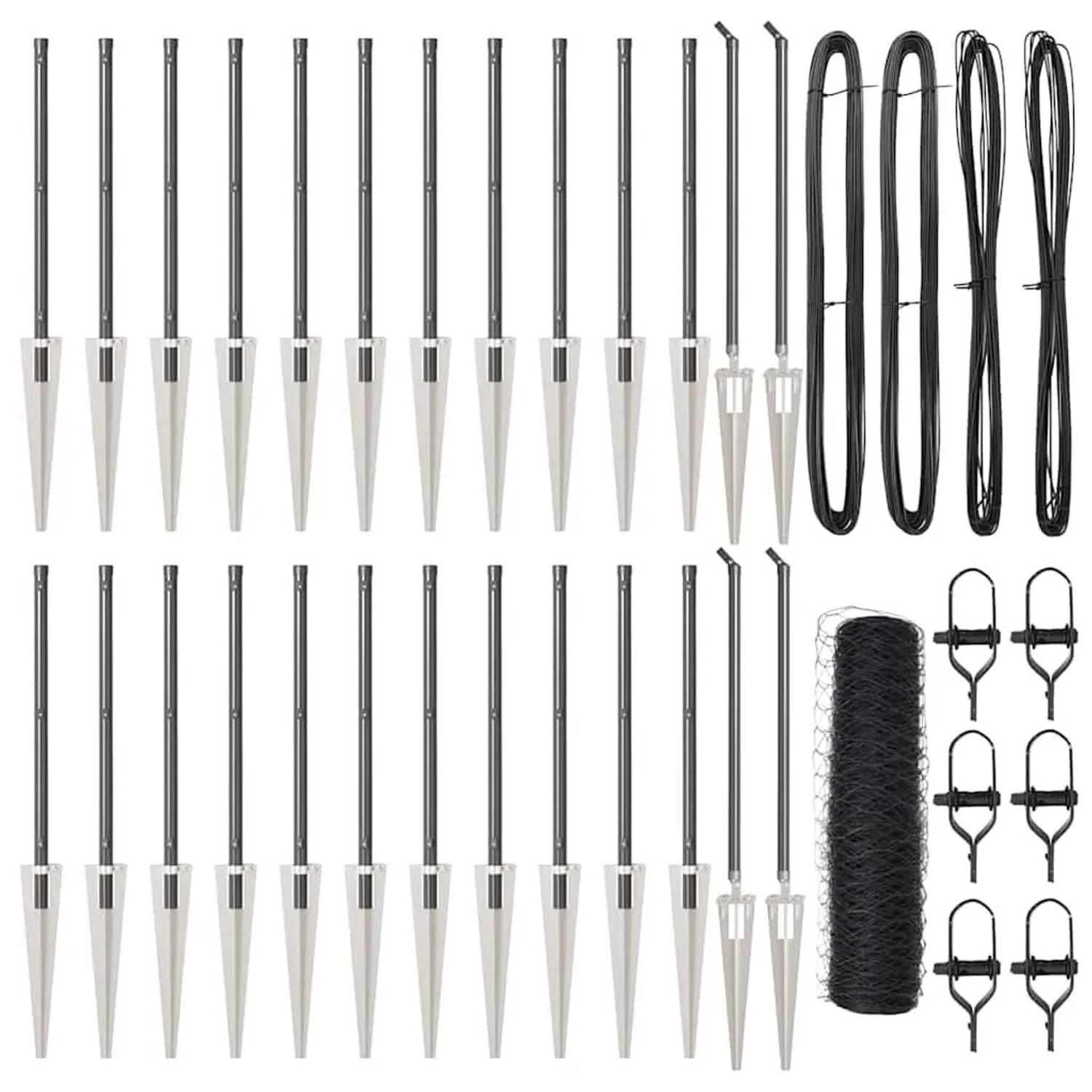 vidaXL Zaunpfosten Grau 50 x 0,5 m 36 mm Netz Stahl und PVC 3353261 günstig online kaufen