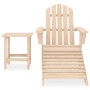 vidaXL Adirondack Gartenstuhl mit Fußstütze und Tisch aus Tannenholz, unbehandelt.