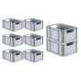 PROREGAL Spar Set: 8 graue Euroboxen mit Deckel und Schnappverschlüssen. Aufbewahrungsboxen für Lager und Transport.