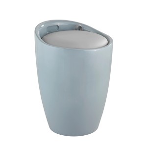 Wenko Badhocker Candy grau mit gepolsterter Sitzfläche und integriertem Wäschekorb.