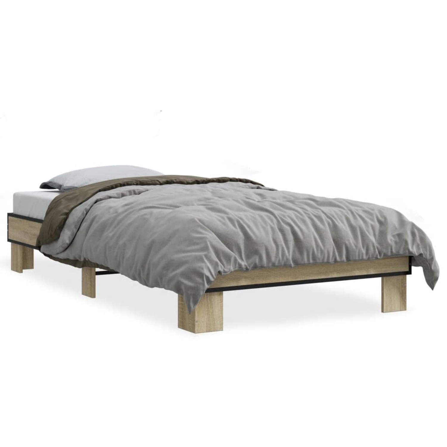 vidaXL Bettgestell Sonoma-Eiche 100x200 cm Holzwerkstoff und Metall 845868 günstig online kaufen