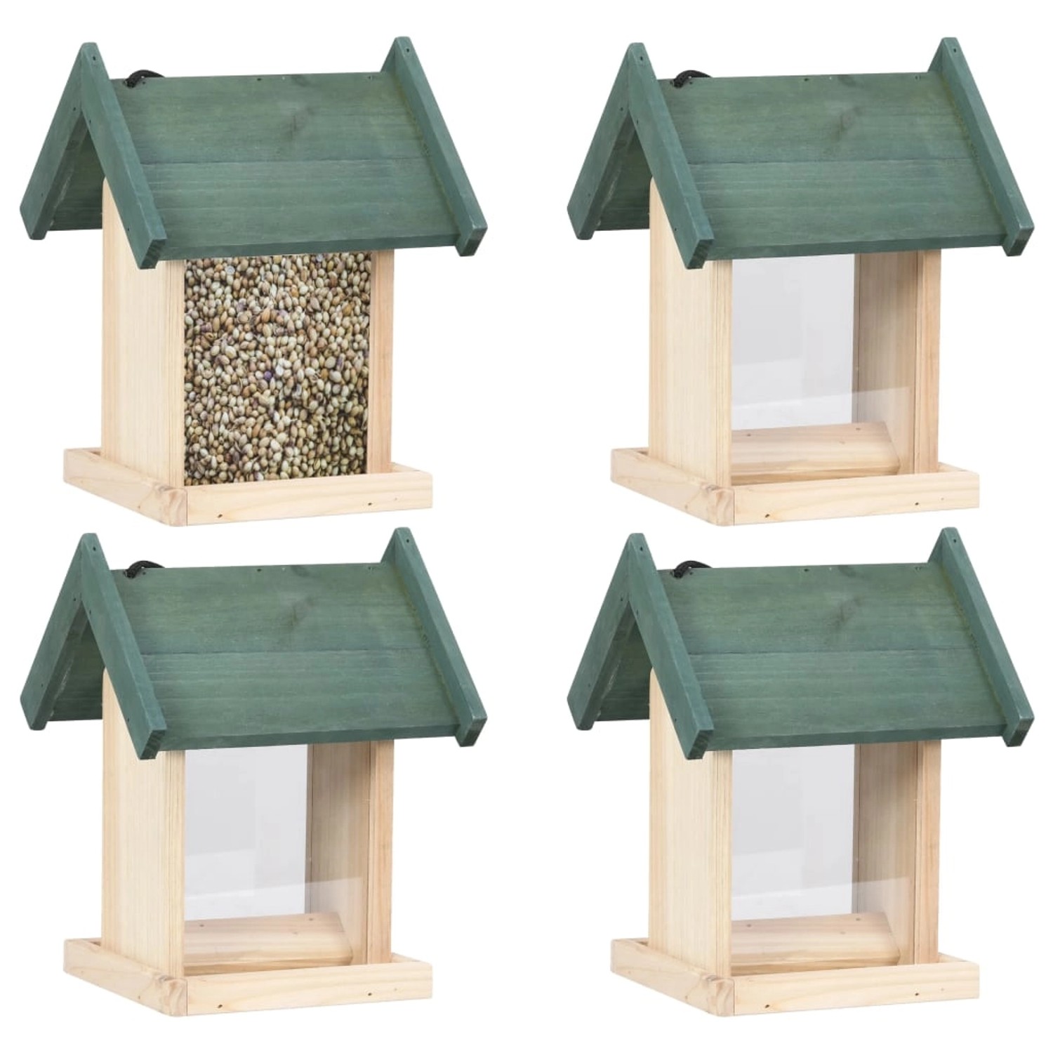 VidaXL Vogelfutterhäuser 4 Stk. Tannenholz