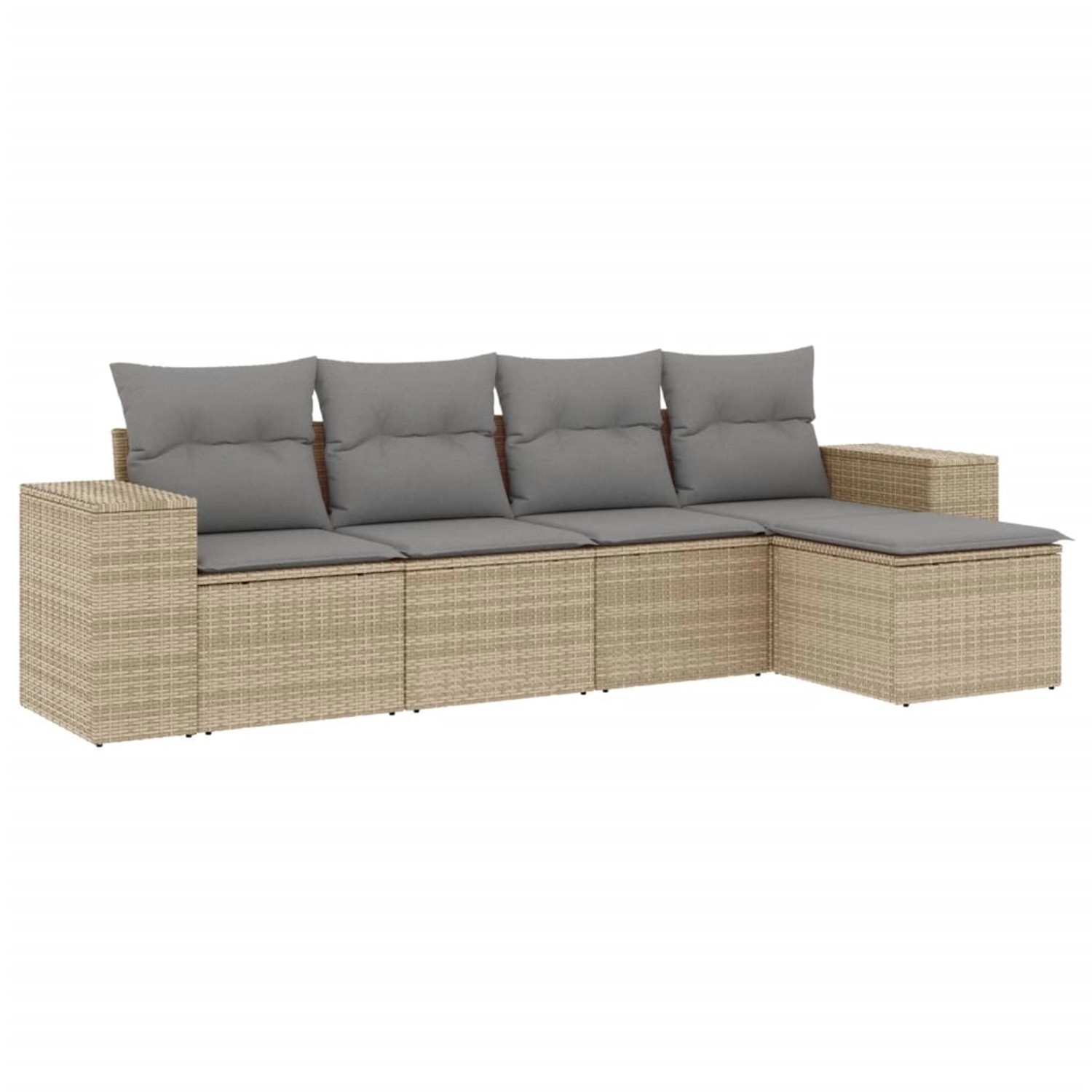 vidaXL 5-tlg. Garten-Sofagarnitur mit Kissen Beige Poly Rattan günstig online kaufen