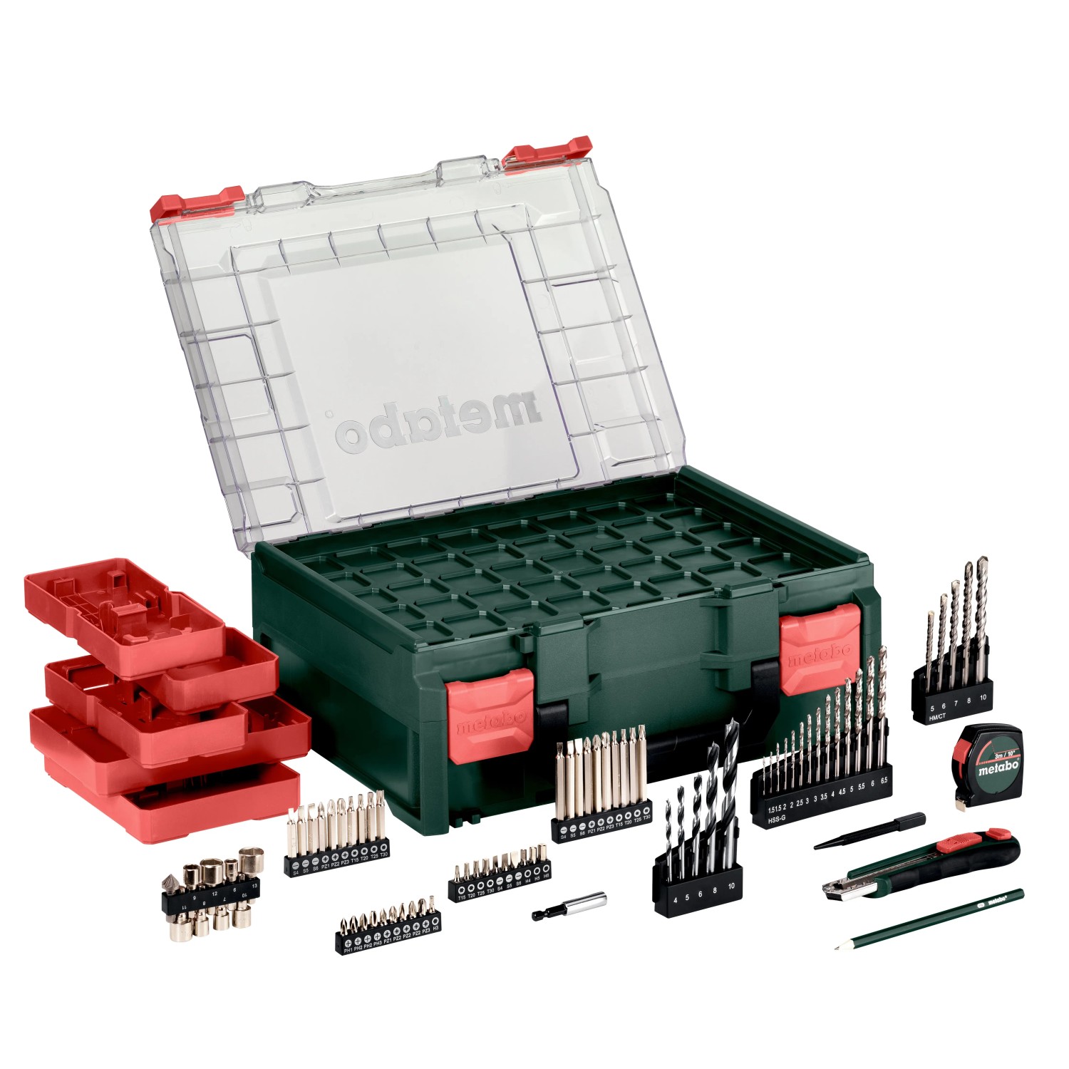 Metabo Akku-Schlagbohrschrauber SB 18 Set mit 78-teiligem Zubehör im Koffer.