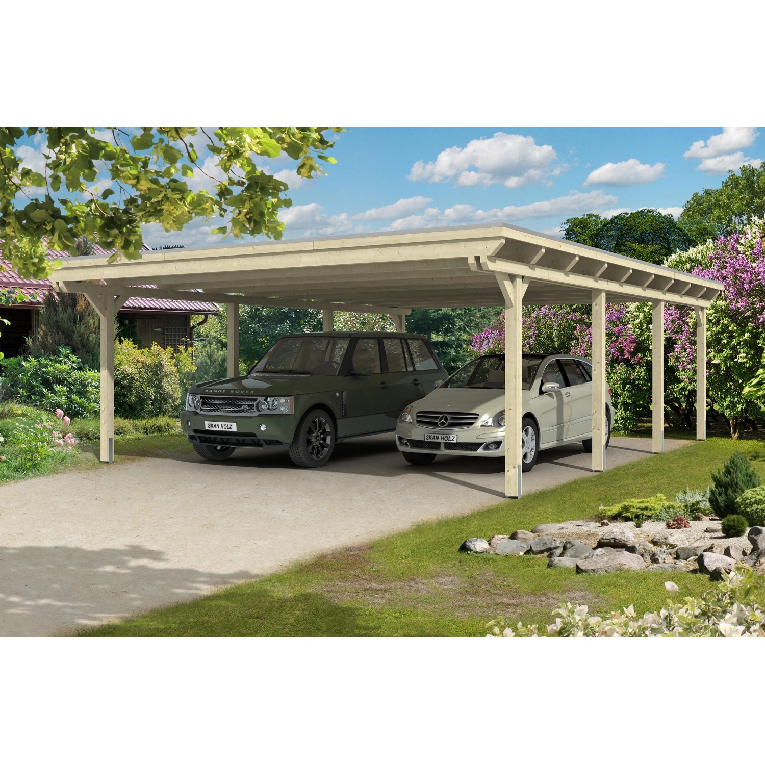 Skan Holz Carport Emsland 613 cm x 846 cm Natur