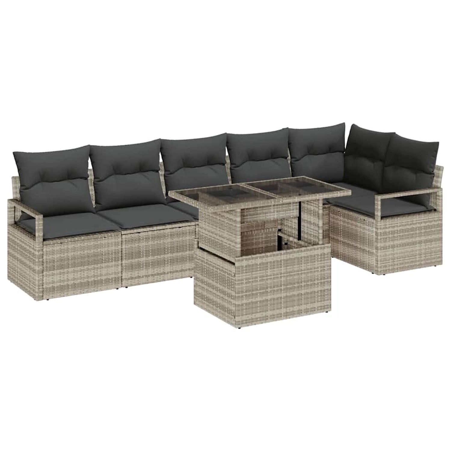 vidaXL Garten-Sofa-Set mit Speicher 7-Tlg Hellgrau Poly Rattan 3357575 günstig online kaufen
