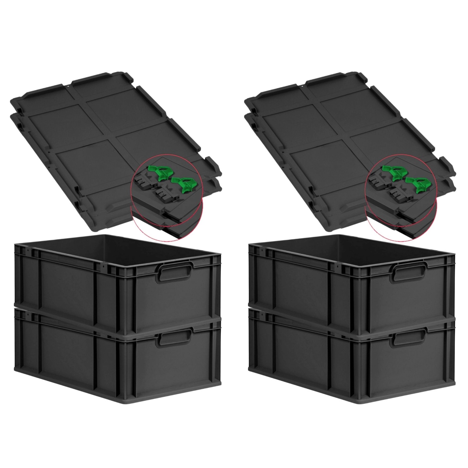 PROREGAL SuperSparSet 4x Eurobox Nextgen Grip Mit Scharnierdeckel Und Grüne günstig online kaufen