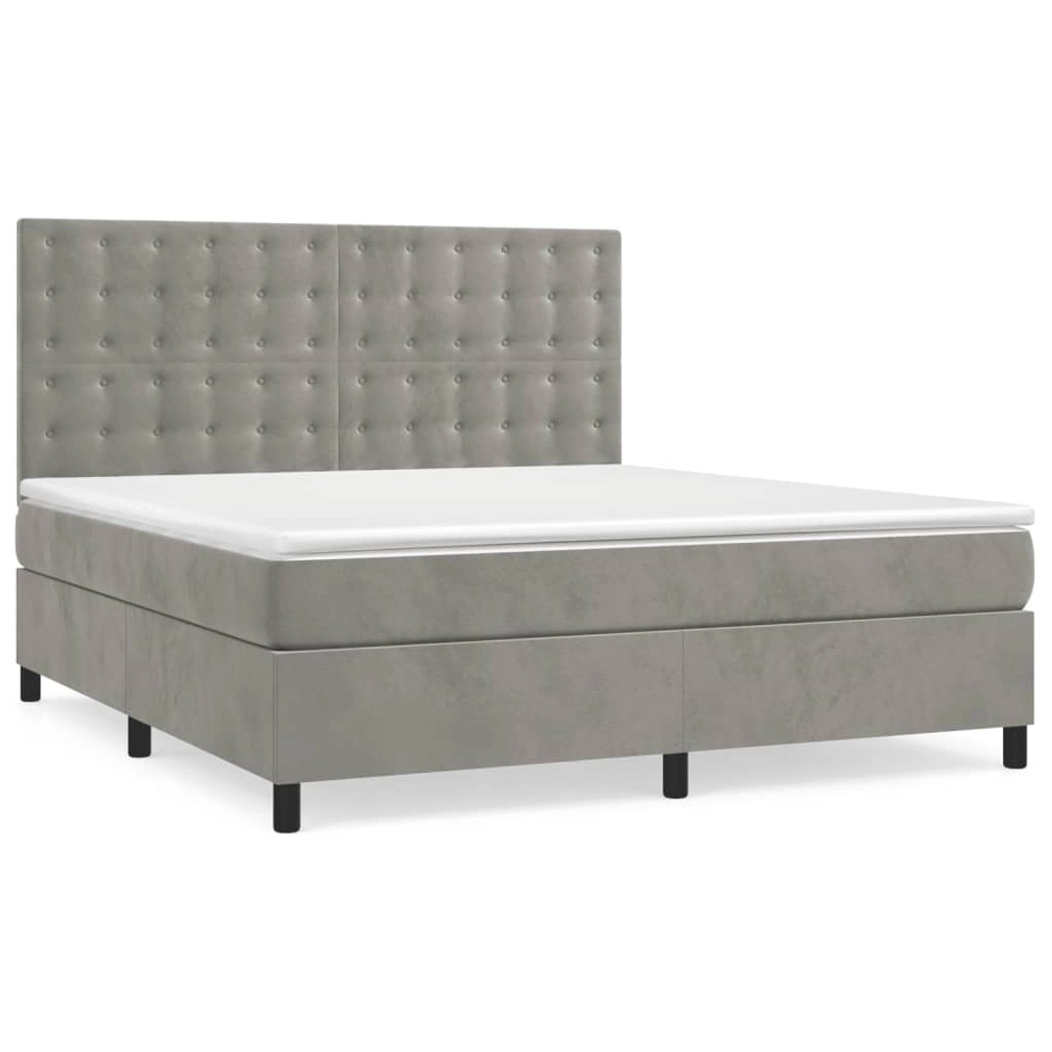 vidaXL Boxspringbett mit Matratze Hellgrau 160x200 cm Samt1395195 günstig online kaufen