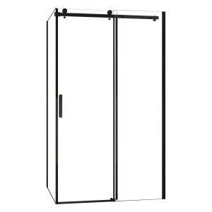 Schwarze AICA Duschkabine mit Schiebetür, 120x80x200cm, NANO-beschichtetes ESG-Glas.