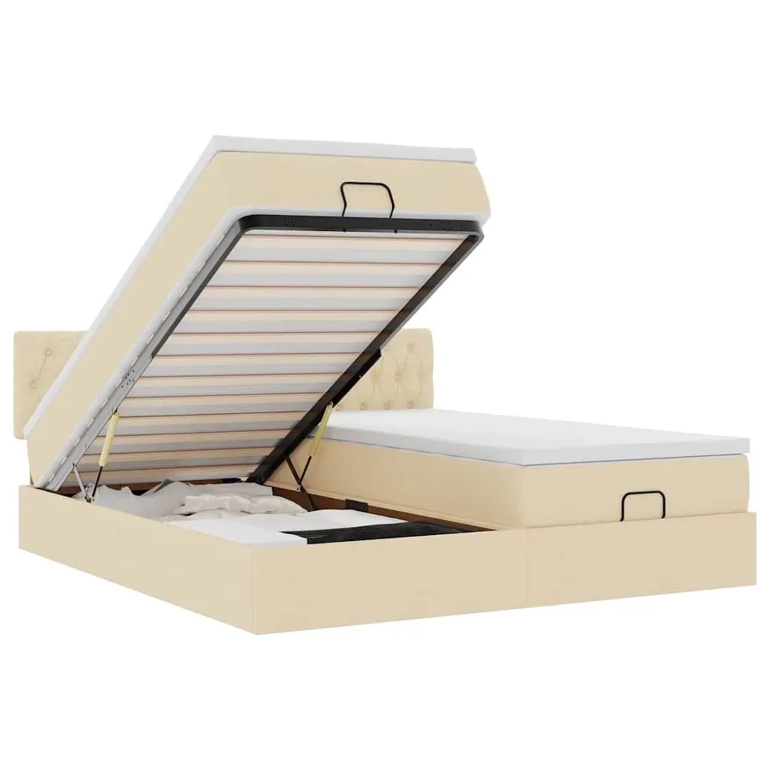 vidaXL Ottoman-Bett mit Matratzen & LEDs Creme 160x200 cm Stoff 3312862