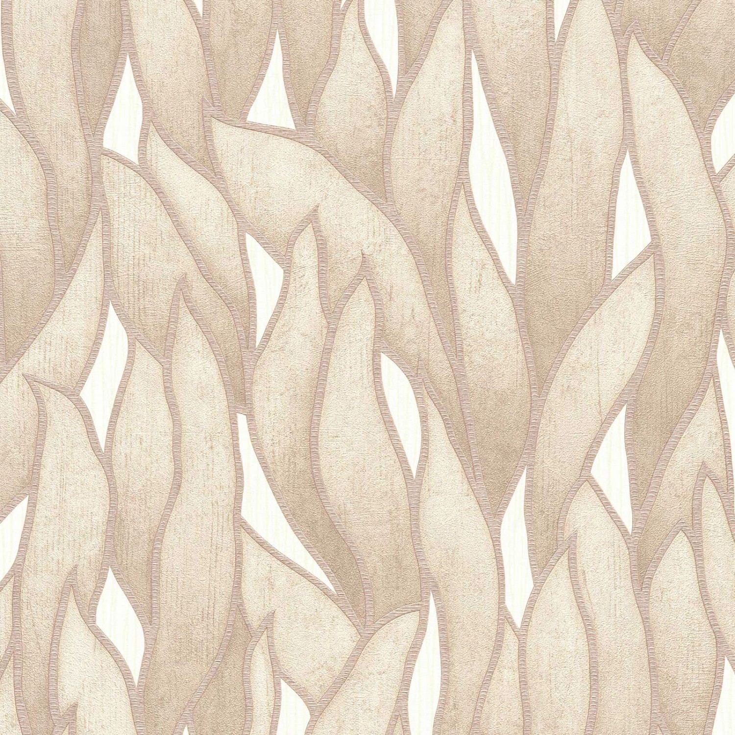 Bricoflor Blätter Tapete in Beige Weiß Moderne Vliestapete mit Blättern für Wohnzimmer und Schlafzimmer Vlies Wandtapete mit Blatt Design