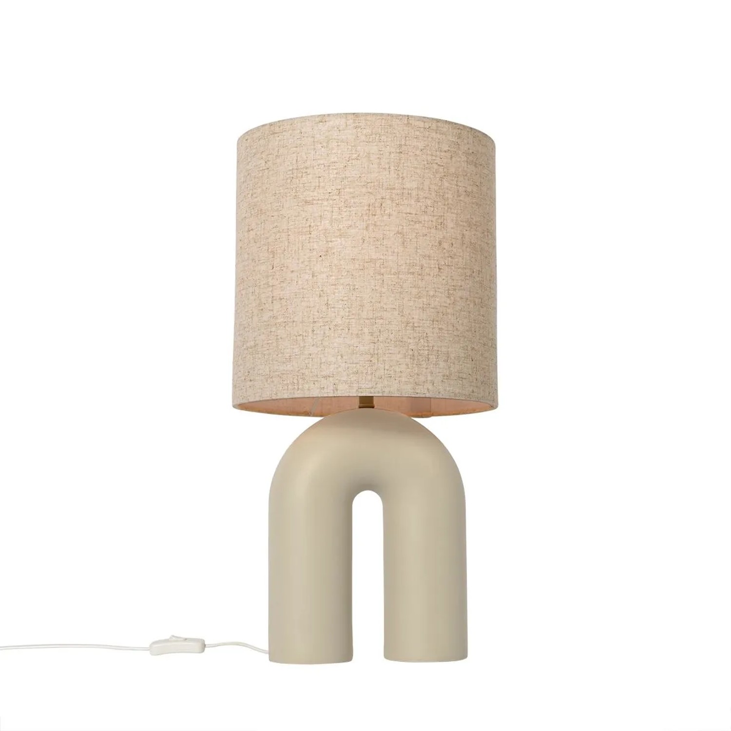 QAZQA Skandinavische Tischleuchte Beige mit Leinen-Schirm Beige Lotti