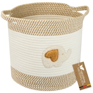 HMF Aufbewahrungskorb Griffen Korb Kinderzimmer Baumwolle Elefant 30 x 30 cm