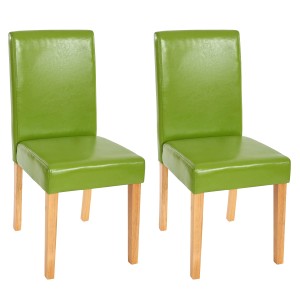 CHEFGASTRO Esszimmerstuhl 2er-Set Klassisch & Zeitlos 90x43x56cm Sitzhöhe 45cm Kunstleder Helle Beine Grün