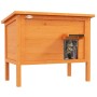 PawHut Katzenhaus aus Holz, isoliert, mit Türvorhang und Katze im Eingang.