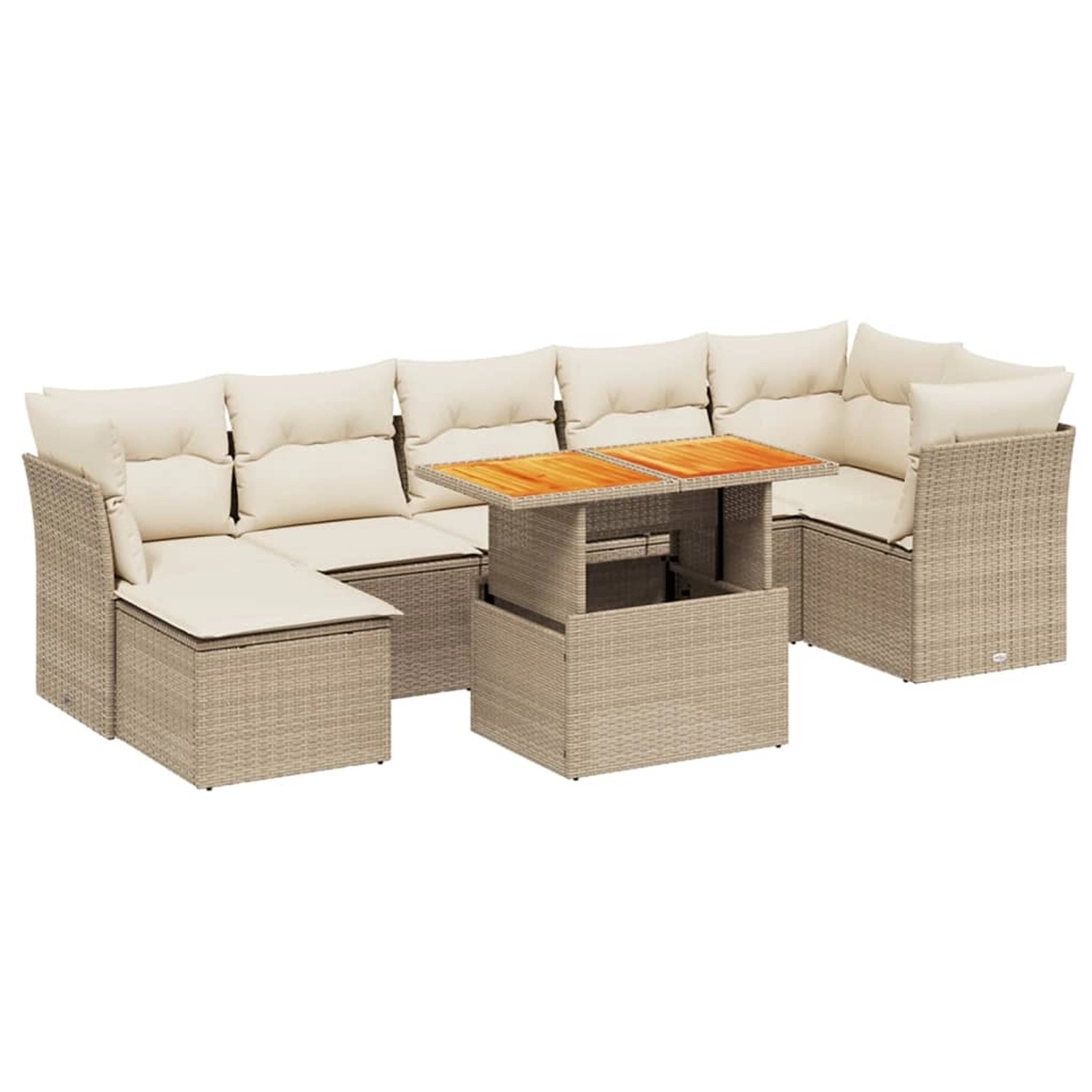 vidaXL 8-Tlg Garten-Sofagarnitur mit Kissen Beige Poly Rattan 3270946 günstig online kaufen