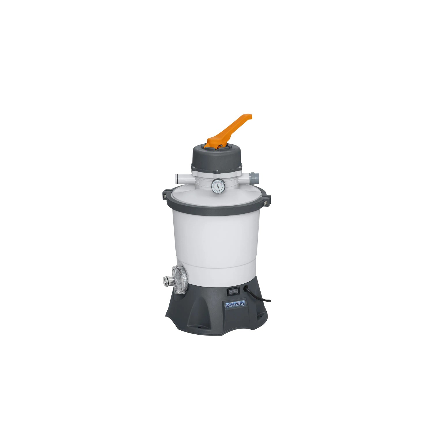 Bestway Flowclear Sandfilteranlage, 3.028 l/h, zur Poolreinigung mit Manometer und 6-Wege-Ventil.