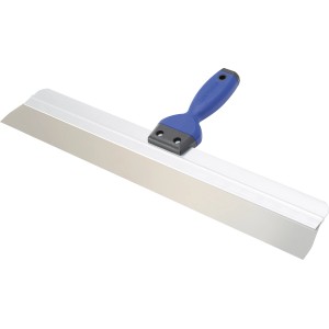 LUX Rakel Comfort 500 mm: Tapezierwerkzeug mit breiter, rostfreier Stahlklinge und blauem Komfortgriff.