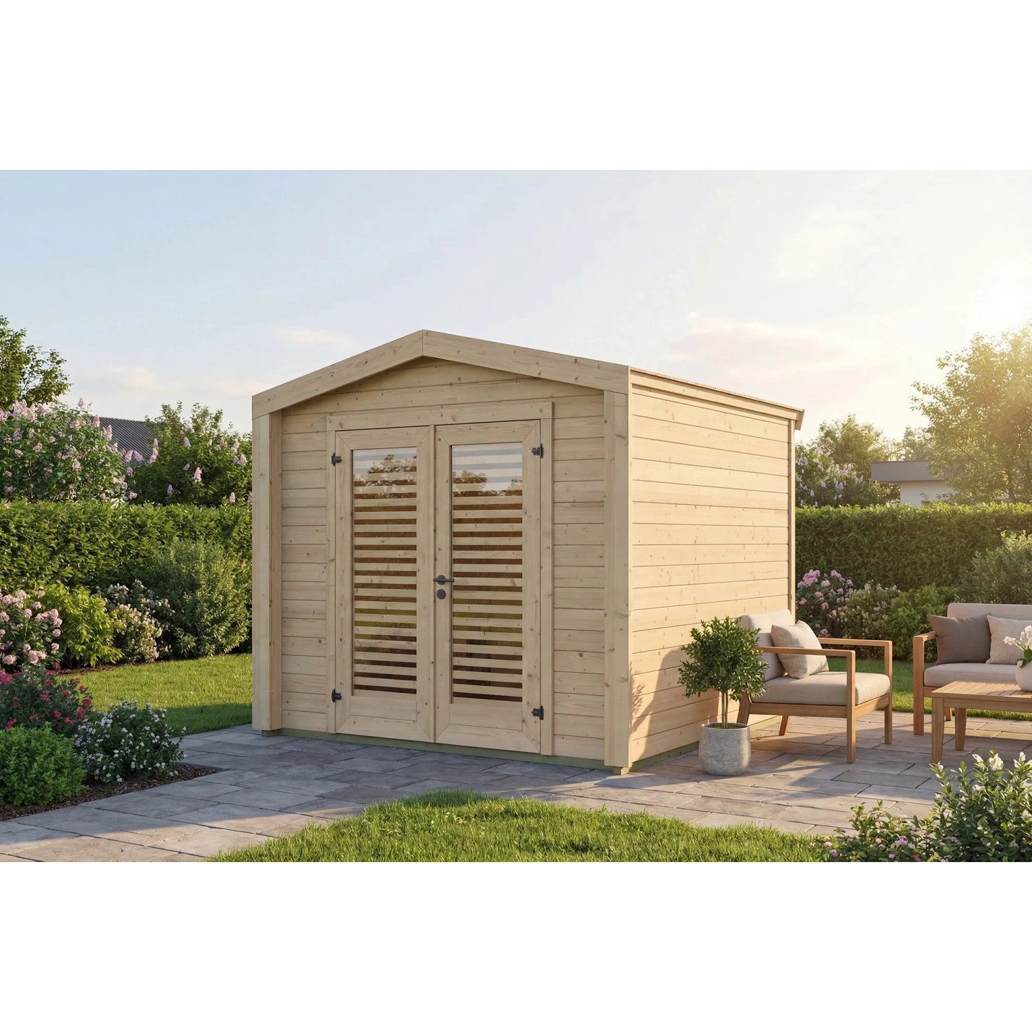Weka Holz-Gartenhaus Killarney Satteldach Natur Unbehandelt 261 cm x 263 cm