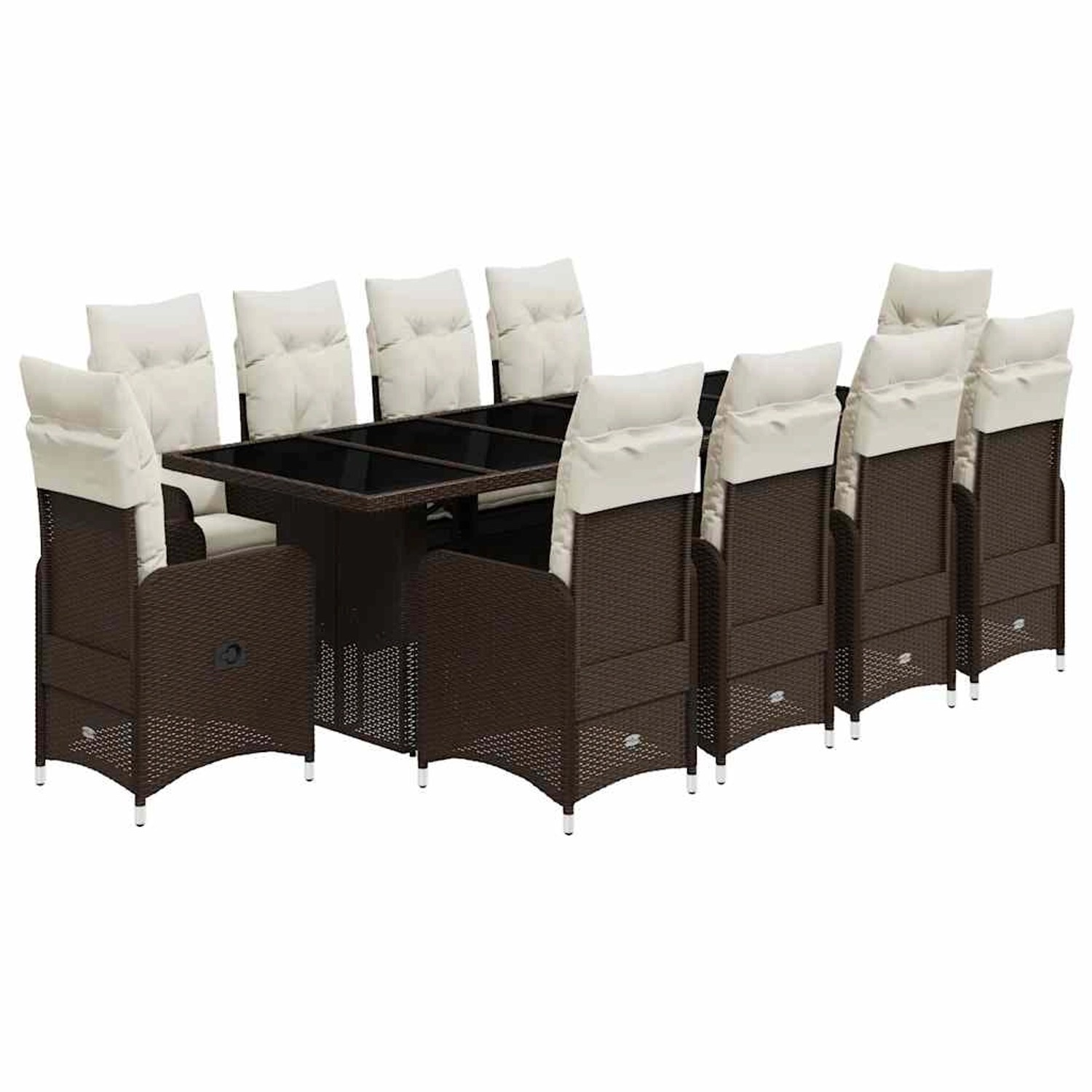 vidaXL 11-Tlg Garten-Bistro-Set mit Kissen Braun Poly Rattan 3277284