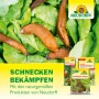Neudorff Ferramol Schneckenkorn 1kg zwischen Salatblättern und Schneckenkorn-Packungen.