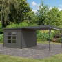 Karibu Gartenhaus Set Domingo B in Terragrau-Anthrazit mit Anbaudach (7 m²).
