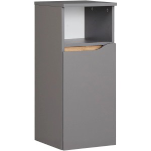 Pelipal Bad-Hochschrank Quickset 357, Quarzgrau Matt Touch, 30 cm breit. Badmöbel mit Tür und offenem Fach.