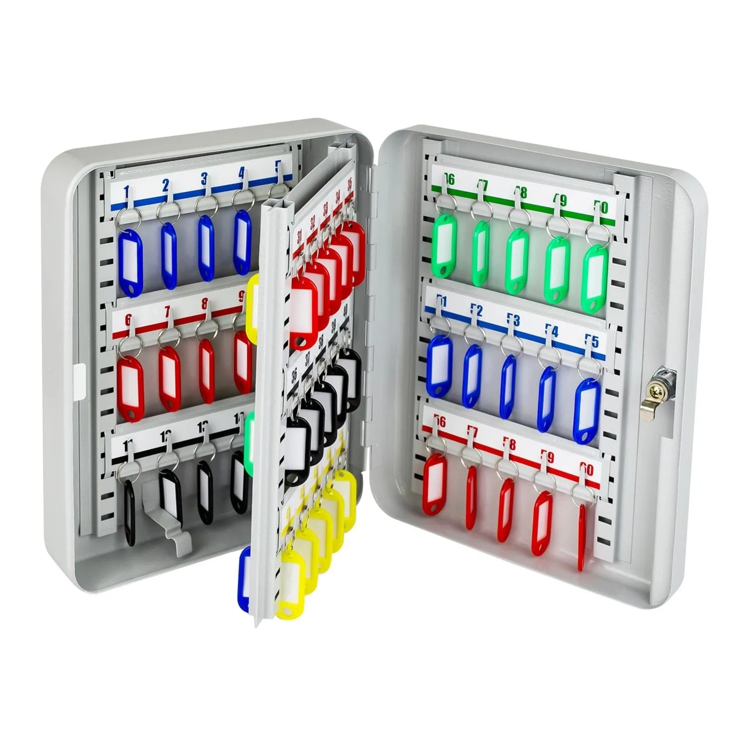 HMF 13060-07 Schlüsselkasten Abschließbar 60 Haken 30 x 24 x 7 cm Lichtgrau günstig online kaufen