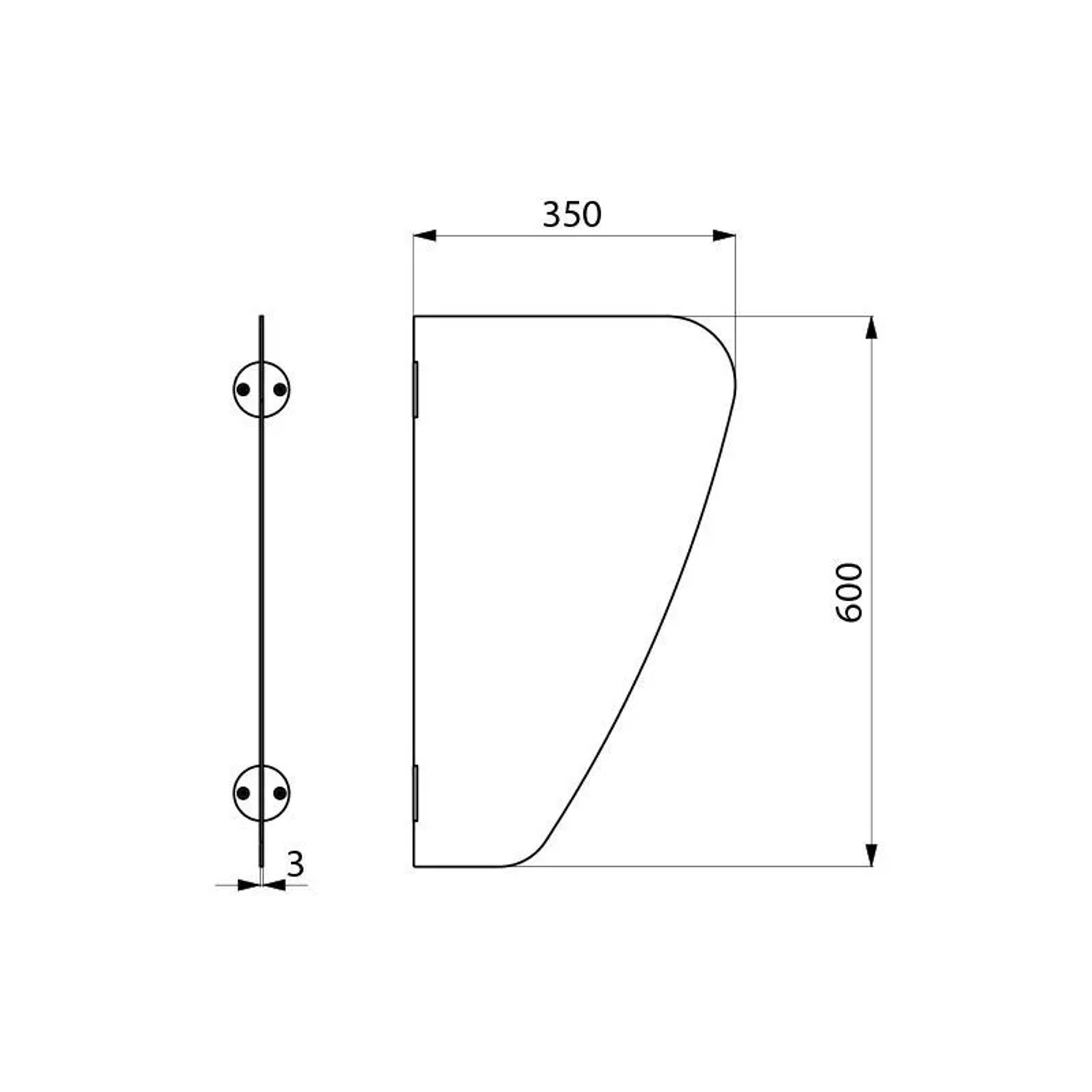 Delabie Urinal-Schamwand AZA Edelstahl 1.4301 satiniert
