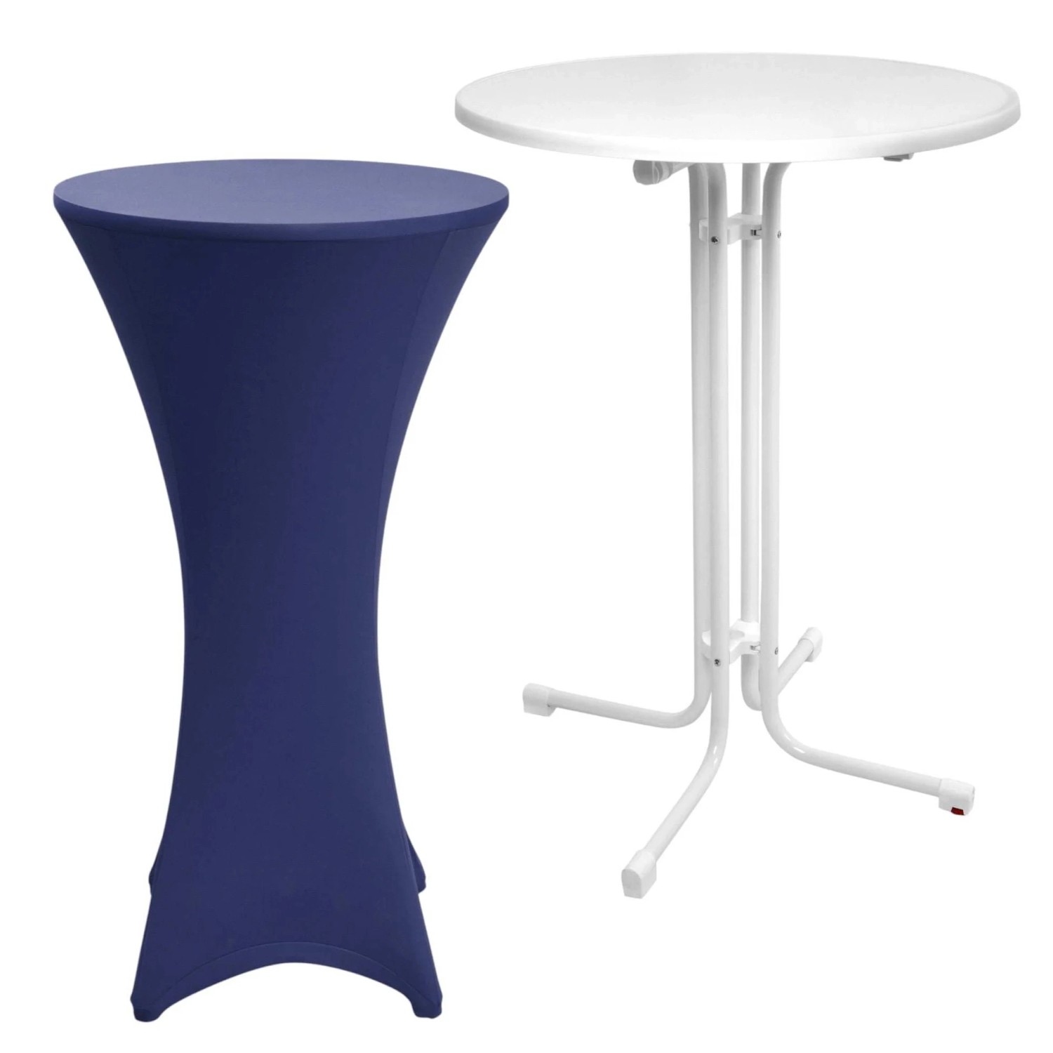 Beautissu Sylt Stehtisch Ø 70cm Weiß mit Stella Stehtischhusse Ø 70cm Blau günstig online kaufen
