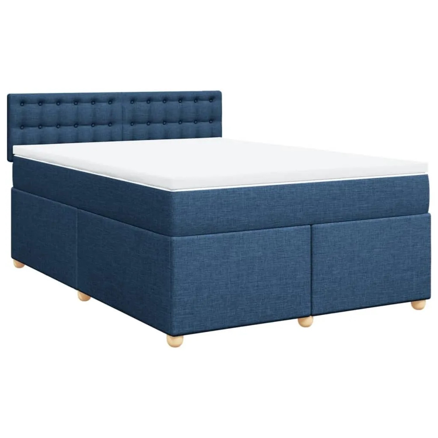 vidaXL Boxspringbett mit Matratze Blau 140x200 cm Stoff 3286723