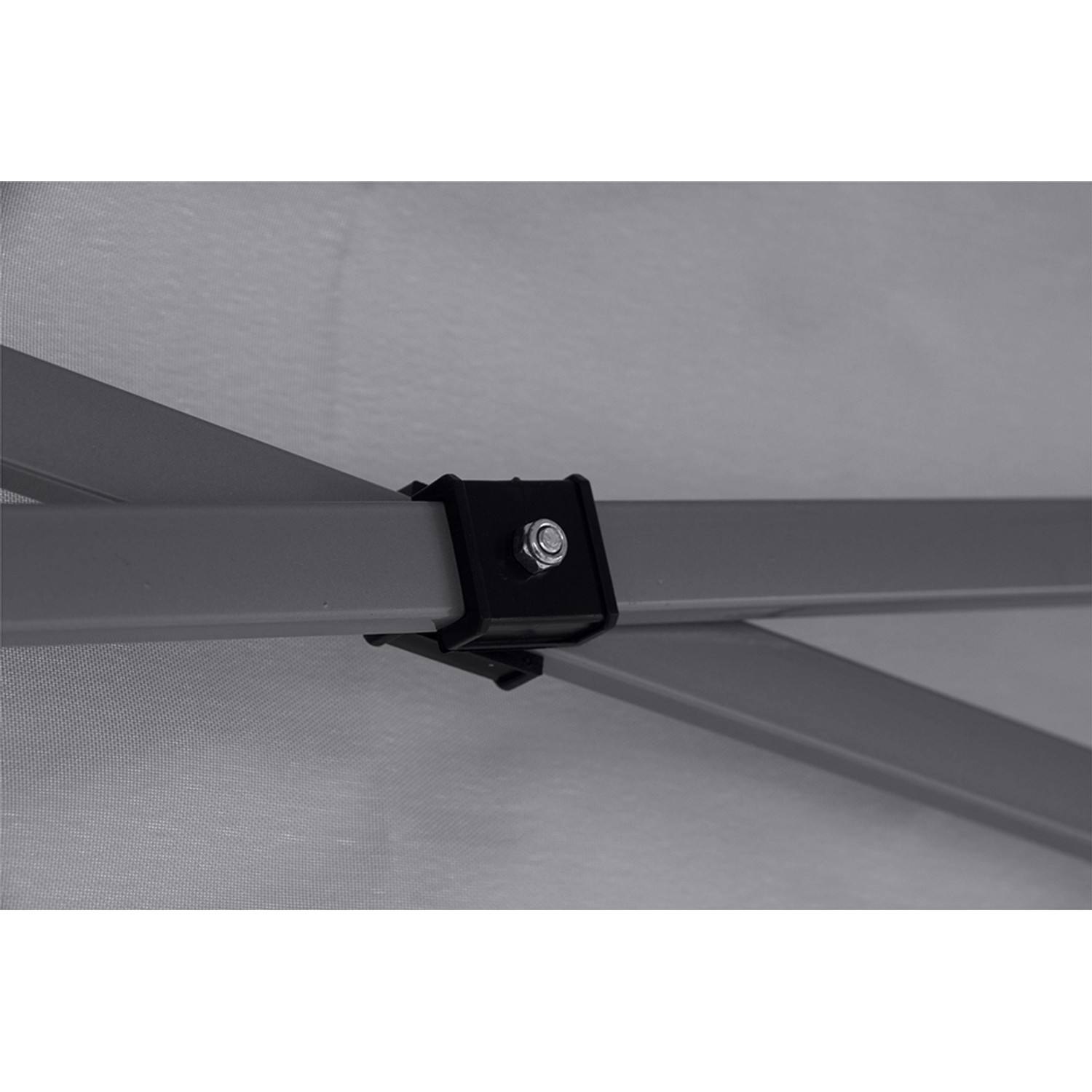 Detailaufnahme des grauen Stahlgestells vom Siena Garden Pavillon (300x300 cm).