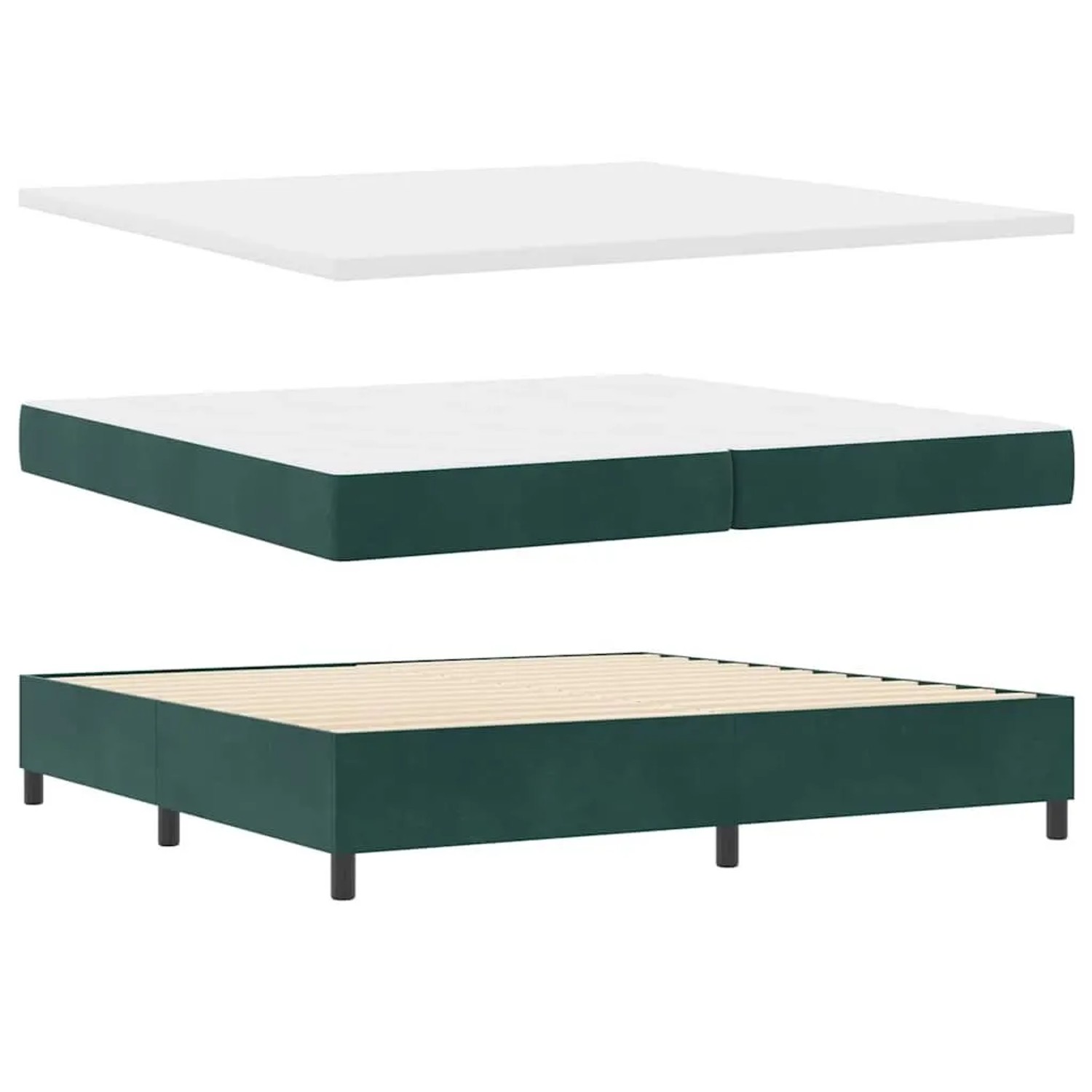 vidaXL Boxspringbett mit Matratze Dunkelgrün 200 x 200 cm Samt 3344603