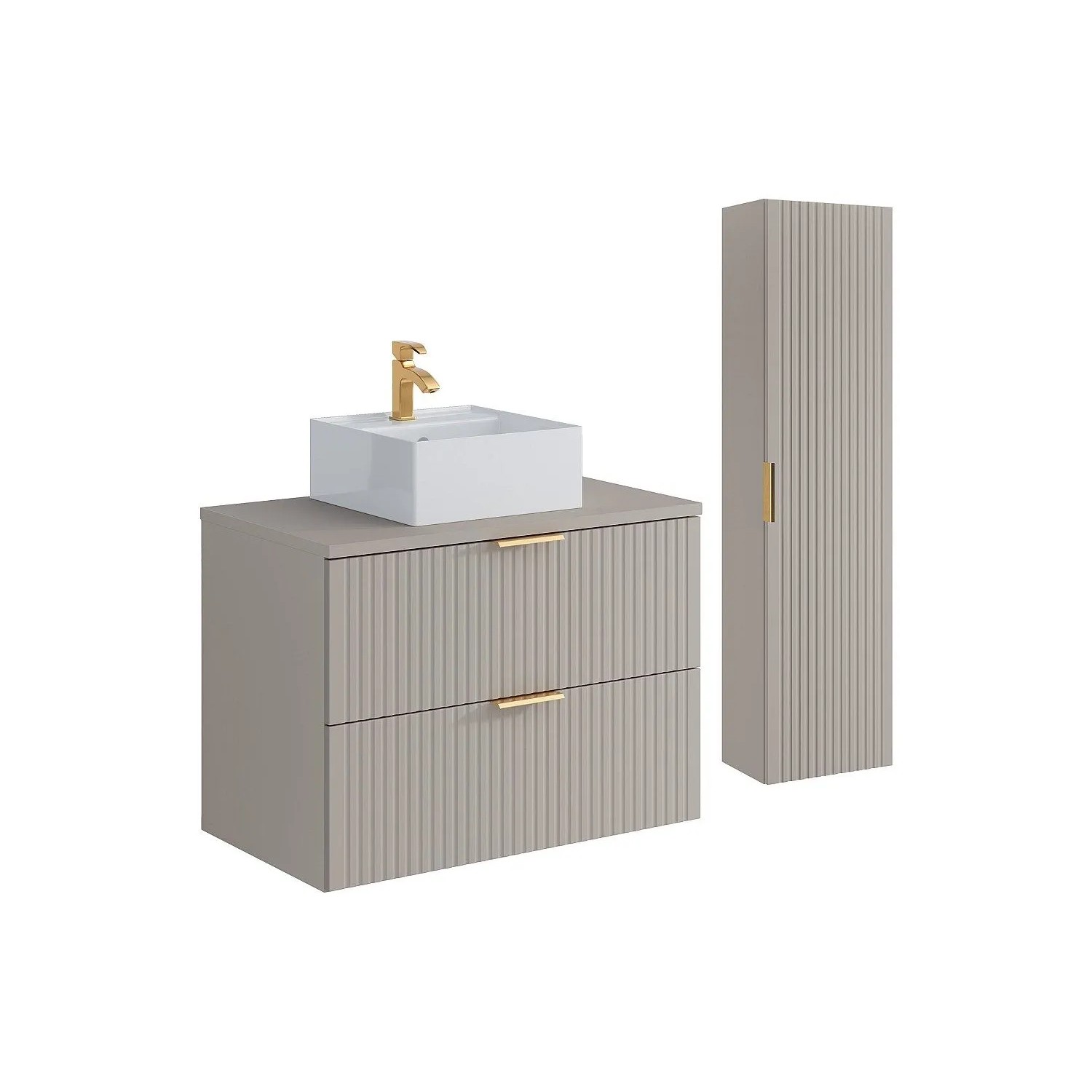 Vente-unique Badmöbel-Set Zevara Beige 80 cm